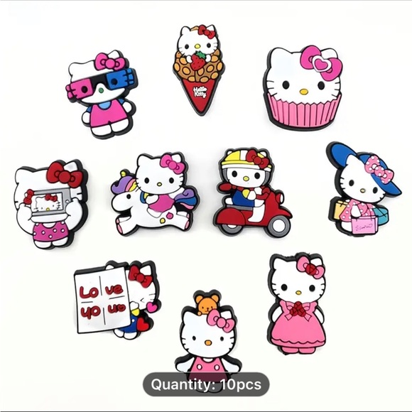 Hello Kitty Kawaii Style Shoes Decoration Charms For Clogs Sandals, - Picture 3 of 7
